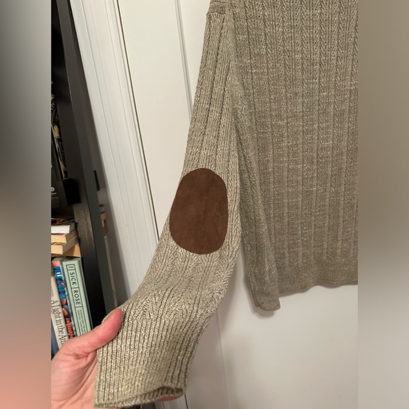 J. Crew beige knit sweater with suede elbow patches - NWT - Size L - Picture 7 of 9